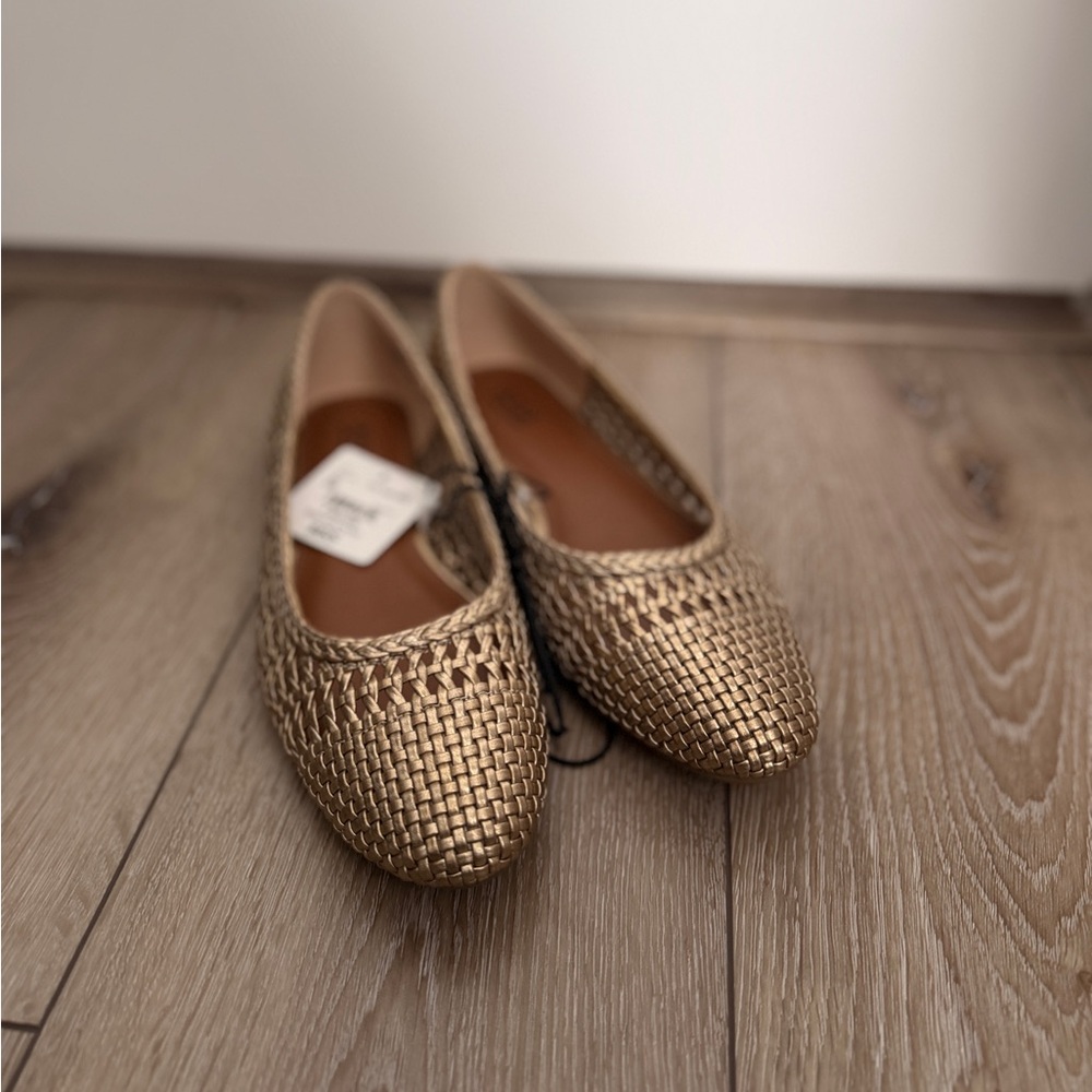 a.n.a Woven Metallic Gold Women's Flats